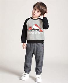 img 2 attached to Sweatshirt Toddler Crewneck Pullover Valentine Boys' Clothing