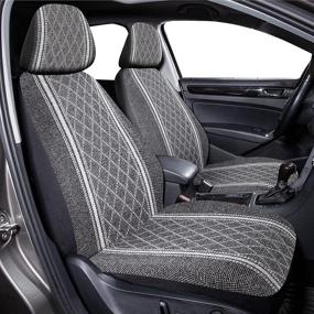 img 3 attached to 🔲 Gray Diamond Jacquard Baja Blanket Seat Covers - Universal Fit for Car, Truck, SUV, Vans, Low Back, Airbag Compatible, Road Comforts