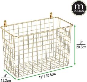 img 1 attached to 🏡 mDesign Farmhouse Wall Decor Storage Organizer Basket Bin - Portable Metal Baskets with Handles for Hanging in Entryway, Mudroom, Bedroom - Set of 2 - Soft Brass