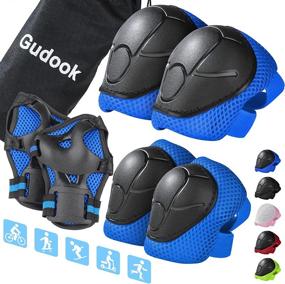 img 4 attached to 🛴 Gudook Kids Knee Pads: 3 in 1 Protective Gear Set for Skateboarding, Skating, Cycling, Scooter Riding & More