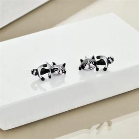 img 3 attached to 🦝 MONGAS Raccoon Stud Earrings: Sterling Silver Cute Animal Jewelry for Women & Teen Girls with Unique Two-Way Wear Option