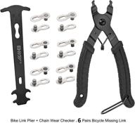 🚲 bike link plier + chain wear gauge + 6 pairs bicycle missing link + quick link plier for 6/7/8/9/10 speed chains repair - professional chain tool kit logo