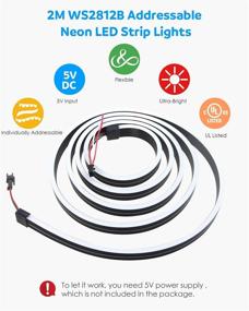 img 2 attached to 🌈 Aclorol LED Neon Strip Lights - 5V WS2812B Addressable RGB Waterproof Rainbow Dream Color Rope Light - Flexible 6.6ft 72Leds/M for DIY Bedroom Wedding Party Bars Advertising Decor (Black PCB)