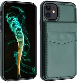 img 3 attached to 📱 LakiBeibi iPhone 11 Wallet Case - Dual Layer Lightweight Premium Leather with Card Slot, Magnetic Lock, and Flip Protective Design - Dark Green, 6.1 Inches (2019)