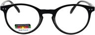 🔍 enhanced vision with round keyhole thin plastic horn rim tri-focal progressive reader eyeglasses logo