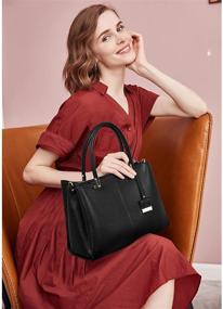 img 3 attached to 👜 Genuine Leather Designer Handbags for Women: BOSTANTEN Triple Compartment Satchel Purses - Top Handle Crossbody Bag