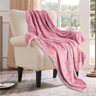 u uqui flannel fleece throw blanket - 50 x 60 inch pink super soft warm bed blankets - all seasons plush couch blankets: ultimate coziness for kids and families logo