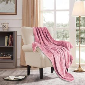 img 1 attached to U UQUI Flannel Fleece Throw Blanket - 50 x 60 Inch Pink Super Soft Warm Bed Blankets - All Seasons Plush Couch Blankets: Ultimate Coziness for Kids and Families