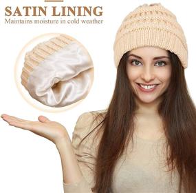 img 3 attached to 🧣 Warm & Stylish Geyoga Winter Beanies: Satin Lined, Thick Knitted Hats for Women