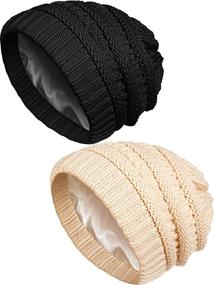 img 4 attached to 🧣 Warm & Stylish Geyoga Winter Beanies: Satin Lined, Thick Knitted Hats for Women