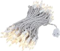 🎄 100 light frosted white mini string light set for christmas weddings, novelty lights, white wire, ul listed for indoor/outdoor use, 50' long логотип