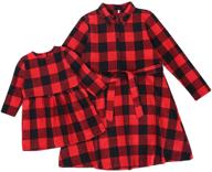 mom & daughter christmas matching dress: long sleeve buffalo plaid dresses for xmas, family clothes logo