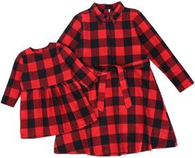 img 4 attached to Mom & Daughter Christmas Matching Dress: Long Sleeve Buffalo Plaid Dresses for Xmas, Family Clothes