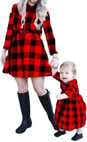 img 3 attached to Mom & Daughter Christmas Matching Dress: Long Sleeve Buffalo Plaid Dresses for Xmas, Family Clothes