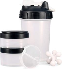 img 3 attached to 🏋️ 16 OZ Protein Shaker Bottle with Mixer Ball, Powder Storage Jars | Ideal for Indoor and Outdoor Fitness with a Workout Buddy | 100% BPA-Free, Non-Toxic, Leak-Proof Sports Shaker Cup