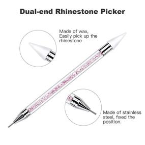 img 1 attached to 💎 Vikerer Clear Crystal Rhinestones for Nail Art - Shiny Glass FlatBack Nail Gems with Rhinestone Picker Tool, Wax Pencil Pen, and Tweezers - Ideal for DIY Gel Nail Polish Crafts