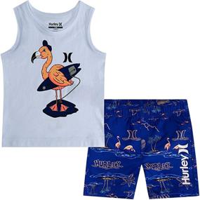 img 2 attached to 👕 Hurley Little Shorts 2 Piece Flamingo Boys' Clothing Sets - Stylish and Comfortable