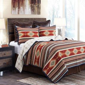 img 3 attached to 🌻 Del Sol Quilt Set - Super Queen Size, Lightweight Cotton Reversible Bedding Set with Pillow Shams - Southwestern Farmhouse Style Coverlet - Includes 1 Quilt and 2 Pillowcases