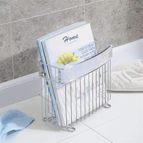 img 2 attached to 📚 iDesign 33350 Rain Metal Free-Standing Magazine Holder - Store Newspapers and Books in Bathroom, Office, Bedroom, Den - 5&#34; x 10&#34; x 8.5&#34;