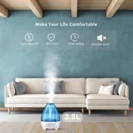 🛏️ ucareair bedroom humidifier - auto shut off, easy to clean & refill, 360°rotating nozzle, cool mist, whisper quiet, 3.8l, 50h, blue logo