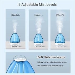 img 1 attached to 🛏️ UCAREAIR Bedroom Humidifier - Auto Shut Off, Easy to Clean & Refill, 360°Rotating Nozzle, Cool Mist, Whisper Quiet, 3.8L, 50H, Blue