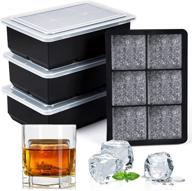 syntus ice cube trays set of 4: silicone ice maker for whiskey cocktail beverages juice - 6 cavity large square reusable ice cube molds with removable lids logo