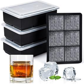 img 4 attached to Syntus Ice Cube Trays Set of 4: Silicone Ice Maker for Whiskey Cocktail Beverages Juice - 6 Cavity Large Square Reusable Ice Cube Molds with Removable Lids