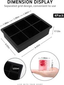 img 3 attached to Syntus Ice Cube Trays Set of 4: Silicone Ice Maker for Whiskey Cocktail Beverages Juice - 6 Cavity Large Square Reusable Ice Cube Molds with Removable Lids