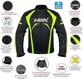 img 3 attached to 🧥 Hi-Vis Green Men's Motorcycle Jacket - HWK Textile Racing Motorbike CE Armored Waterproof Jackets for Riding (Size S)