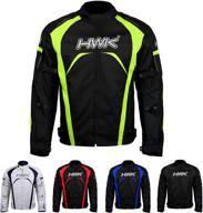 🧥 hi-vis green men's motorcycle jacket - hwk textile racing motorbike ce armored waterproof jackets for riding (size s) logo