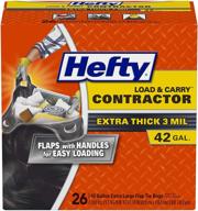 hefty load & carry heavy duty contractor large trash bags: 42 gallon - 26 count for efficient waste management! logo