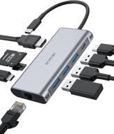 🔌 hoyoki 9 in 1 usb c hub adapter: ethernet 1000mbps, 4k hdmi, 3 usb 3.0 ports, 5gbps usb-c data, 100w pd thunderbolt 3, sd/tf slots for macbook, dell xps and more type c devices логотип