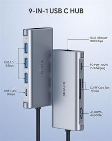 img 3 attached to 🔌 HOYOKI 9 в 1 USB C хаб адаптер: Ethernet 1000Mbps, 4K HDMI, 3 порта USB 3.0, 5Gbps USB-C данные, 100W PD Thunderbolt 3, слоты SD/TF для MacBook, Dell XPS и других устройств с разъемом Type C