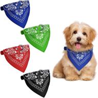 🐕 adjustable dog bandana collar - triangle scarf for small and medium dogs & puppies - pet kerchief accessories - set of 4 logo