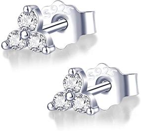 img 4 attached to Stunning Sparkly Silver Stud Earrings with CZ Stones - Perfect for Women and Girls