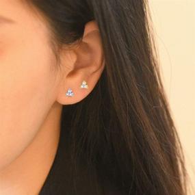 img 3 attached to Stunning Sparkly Silver Stud Earrings with CZ Stones - Perfect for Women and Girls