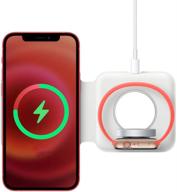 powertex duo magnetic wireless charging station - compatible with apple magsafe, iphone, watch & airpods pro - foldable 2-in-1 power pad for qi wireless certified devices logo