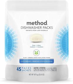 img 4 attached to Method Dishwasher Detergent Packs, Powerful Grease and Stain Remover with Dishwashing Rinse Aid, 45 Dishwasher Tabs per Package, Fragrance-Free - Free + Clear, 1 Pack, Packaging May Vary