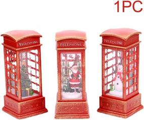 img 1 attached to 📞 GEZICHTA Telephone Booth Snow Globe Lantern with Timer, Spinning Water and Swirling Glitter for Christmas and Thanksgiving (Type: A), Operated by Lantern