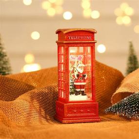 img 4 attached to 📞 GEZICHTA Telephone Booth Snow Globe Lantern with Timer, Spinning Water and Swirling Glitter for Christmas and Thanksgiving (Type: A), Operated by Lantern