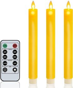 img 4 attached to 🕯️ Real Wax LED Flameless Taper Candles H9"x D1" with Remote - Battery Operated Window Candles, 7 Colors Available, 10Key Timer for Table Centerpieces, Party Decoration - Ginger