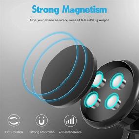 img 3 attached to 📱 Amoner U Magnetic Phone Car Mount: Powerful Rare-Earth Magnets, Durable Aluminium Alloy Design, Super Sticky Suction Cup, Black - Ideal for Dashboard or Windshield