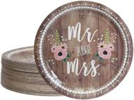 🍽️ mr. and mrs. rustic wedding theme disposable plates - 80-count paper plates for appetizer, lunch, dinner, and dessert, 9 inches in diameter logo