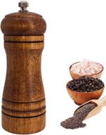 🌶️ epinitd 5-inch wooden pepper mill: ceramic burr adjustable coarseness pepper grinder, durable manual spice pepper mills, easily refillable, great for use - brown logo