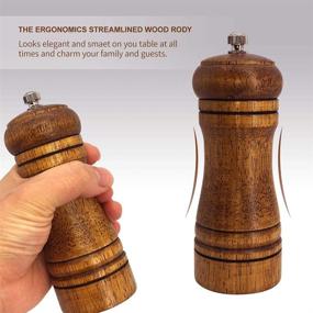 img 2 attached to 🌶️ EpinItd 5-Inch Wooden Pepper Mill: Ceramic Burr Adjustable Coarseness Pepper Grinder, Durable Manual Spice Pepper Mills, Easily Refillable, Great for Use - Brown