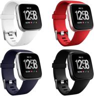 📱 neitooh 4 packs: compatible bands for fitbit versa/versa 2/lite - soft silicone sport straps for men and women - replacement wristbands for fitbit versa smart watch logo
