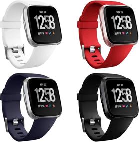 img 4 attached to 📱 Neitooh 4 Packs: Compatible Bands for Fitbit Versa/Versa 2/Lite - Soft Silicone Sport Straps for Men and Women - Replacement Wristbands for Fitbit Versa Smart Watch
