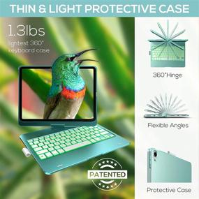 img 2 attached to 🔵 iPad Air 4th Generation Keyboard Case: Slim Protective Cover with 10 Color Backlight & 360 Rotation - Ocean Blue