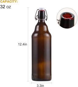 img 3 attached to 🍺 Amber Clear Glass Bottles with Air Tight Lids - 32 oz Easy Cap Bottles for Beer, Home Brewing, Kombucha & More - Swing Top Bottles for Beverages - 8 Pack