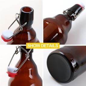 img 2 attached to 🍺 Amber Clear Glass Bottles with Air Tight Lids - 32 oz Easy Cap Bottles for Beer, Home Brewing, Kombucha & More - Swing Top Bottles for Beverages - 8 Pack